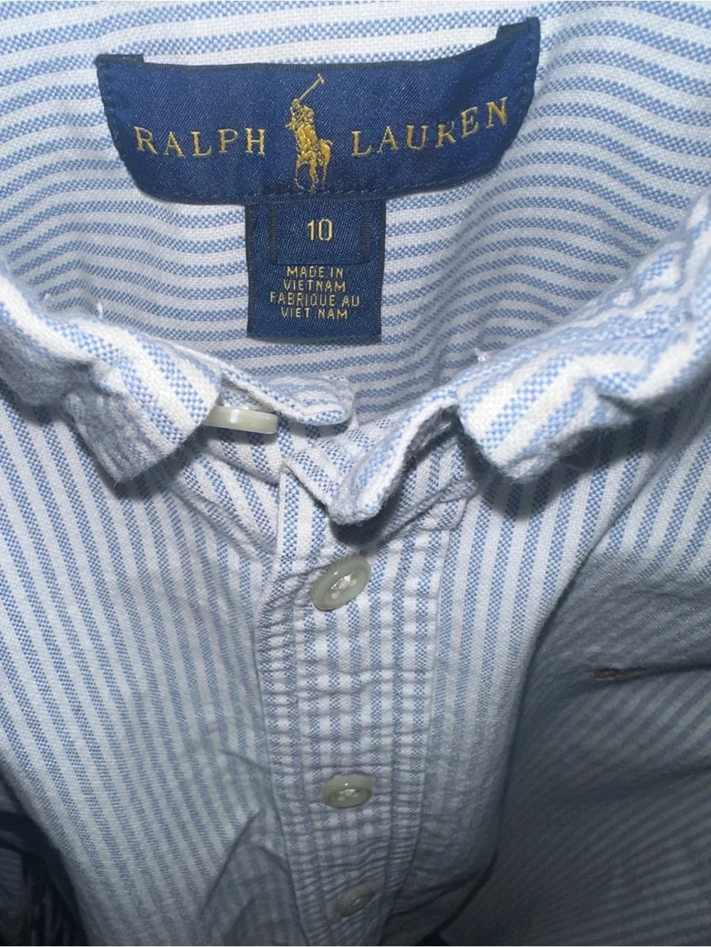 Ralph Lauren Boys Light Blue & White Stripe Button-Down Shirt